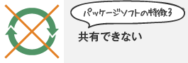 パッケージソフトの特徴3 共有できない